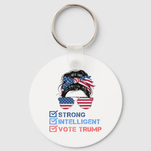 Strong Intelligent Women For Trump Girl Mega Check Keychain