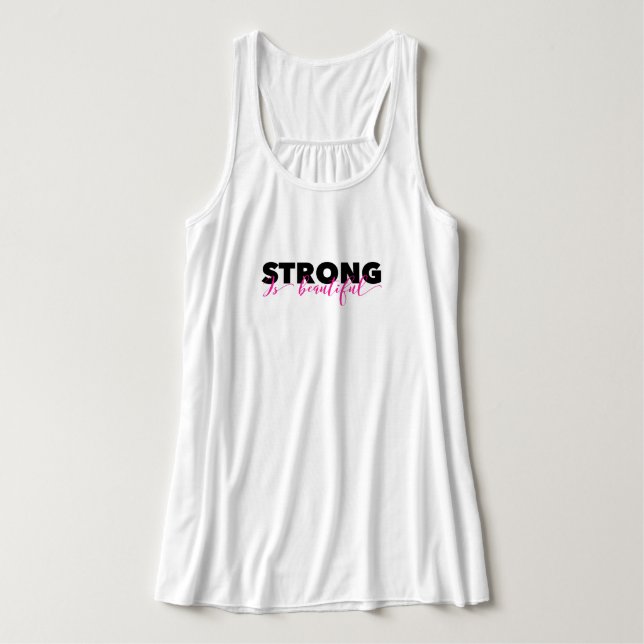 Strong is Beautiful Flowy Racerback Tank Top (Design Front)