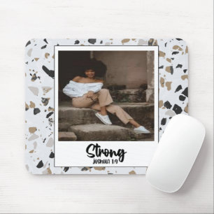Strong Joshua 1:9 Terrazzo Pattern Mouse Pad