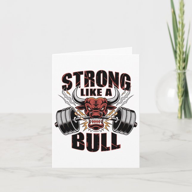 Strong Like A Bull Powerlifting Bodybuilding 5  Card (Front)