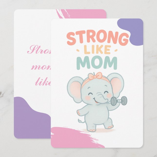 Strong Like Mom Baby Shower Invitation card (Front/Back)