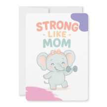 Strong Like Mom Baby Shower Invitation card