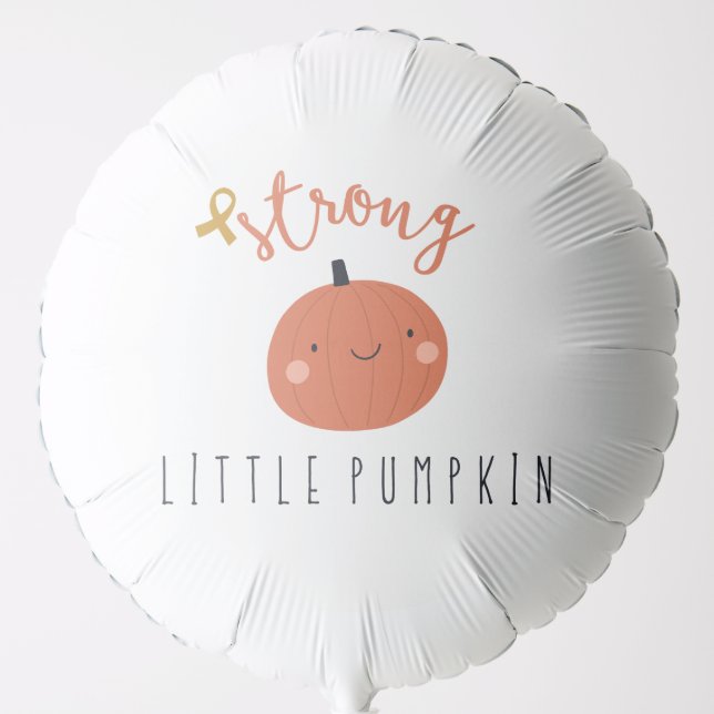 strong little pumpkin childhood cancer  balloon (Front)