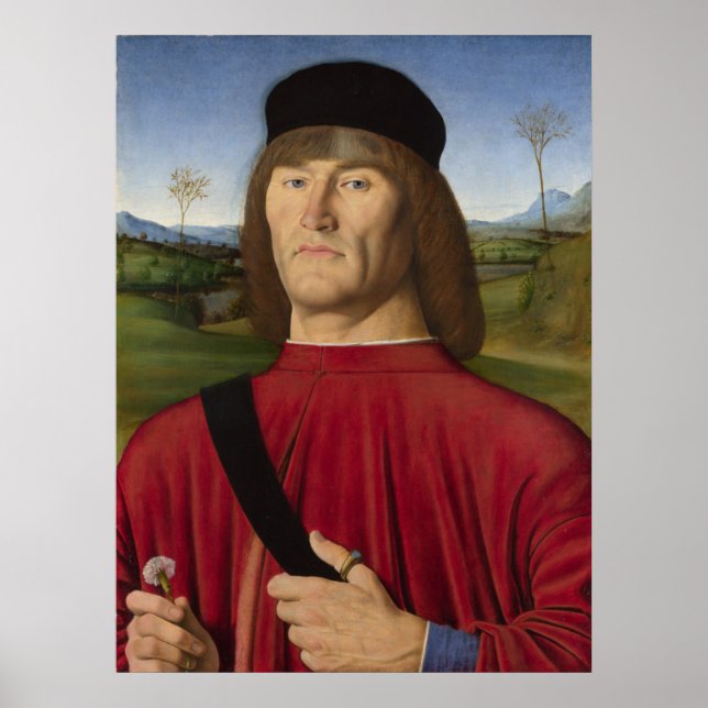 Strong Man With a Pink Carnation (Renaissance Art) Poster (Front)