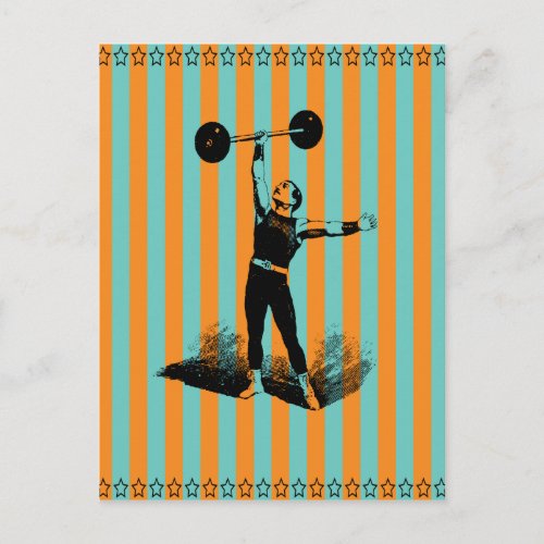 strong man with stripes template postcard