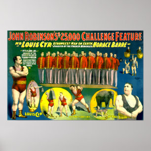 Strong Men Circus Show Vintage 1898 Poster