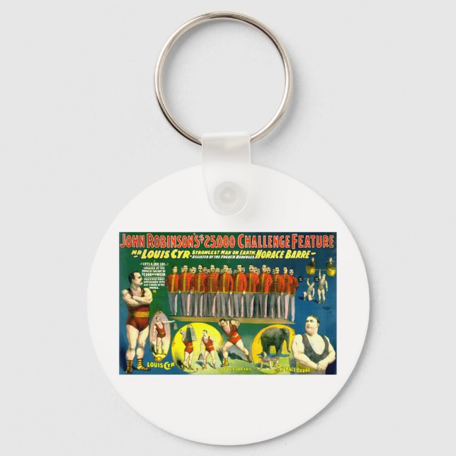 Strong Men Circus Show Vintage 1898 Poster Keychain (Front)