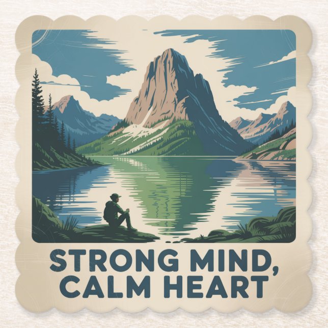 Strong Mind, Calm Heart Paper Coaster (Front)