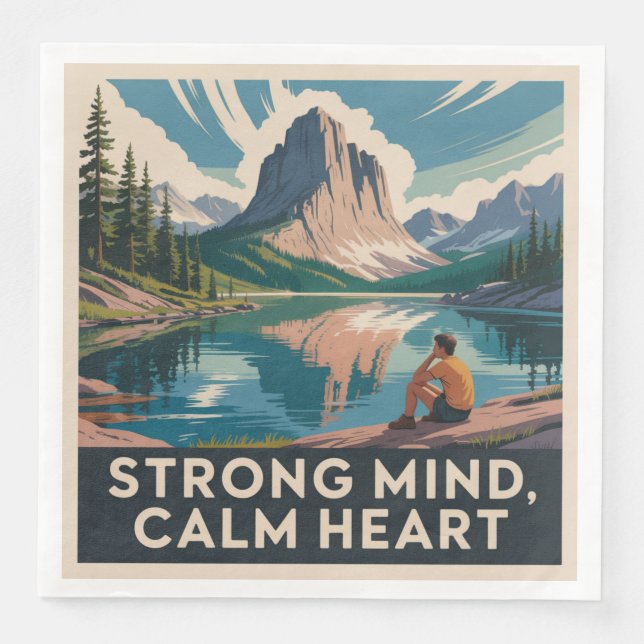 Strong Mind, Calm Heart Paper Dinner Napkins (Front)