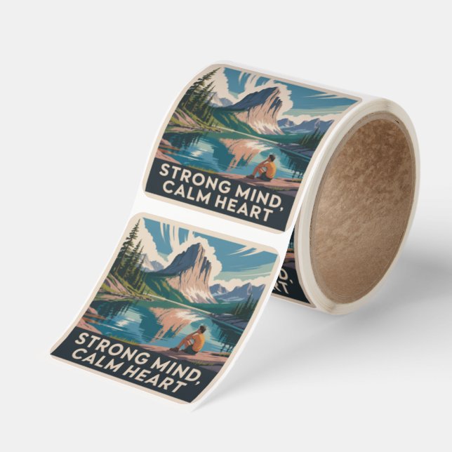 Strong Mind, Calm Heart Square Sticker (Roll)