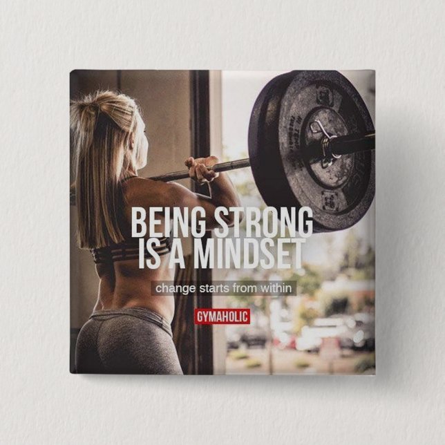 Strong Mindset - Women's Fitness Inspirational Button (Front)