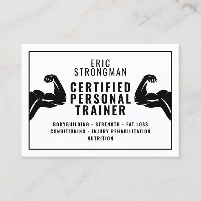 Strong minimalist fitness trainer  business card (Front)