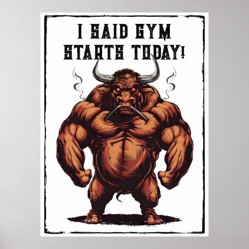 Strong Minotaur Gym Mythology  Poster