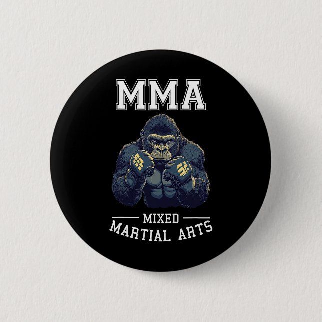 Strong Mma Gorilla - Thai Boxing Cage Fighting  Button (Front)
