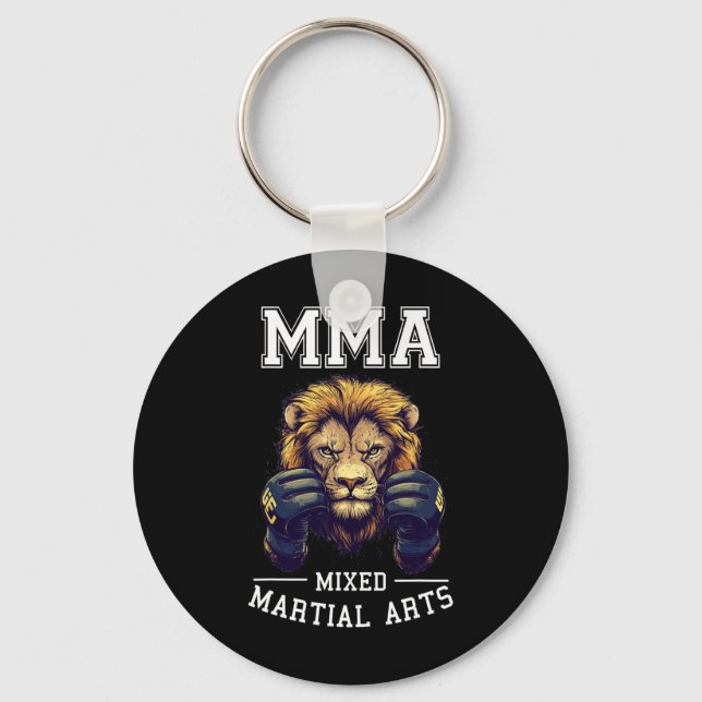 Strong Mma Lion - Thai Boxing Cage Fighting  Keychain (Front)