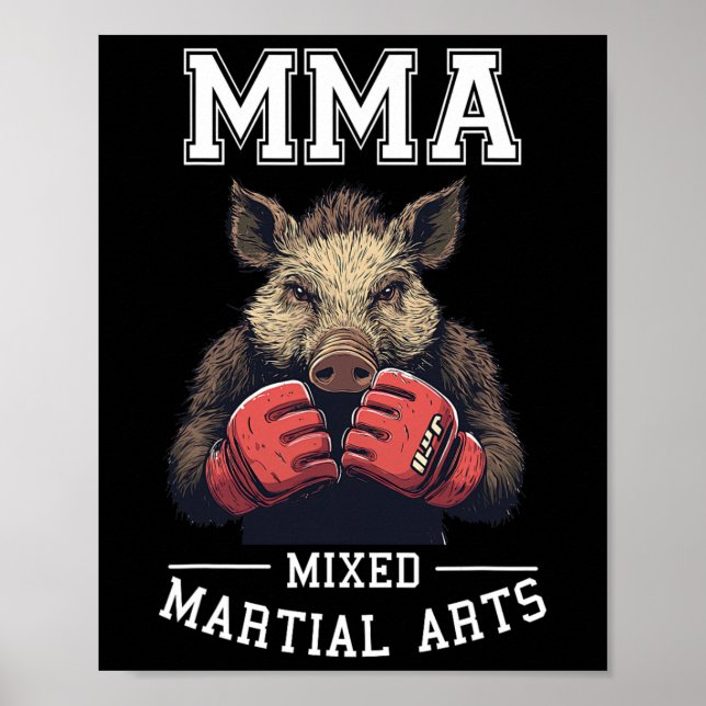 Strong Mma Wild Boar - Thai Boxing Cage Fighting  Poster (Front)