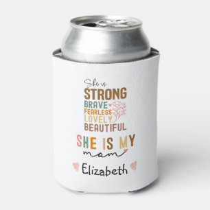 Strong Mom Retro Script Groovy Mother's day Can Cooler