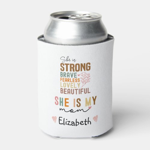 Strong Mom Retro Script Groovy Mothers day  Can Cooler