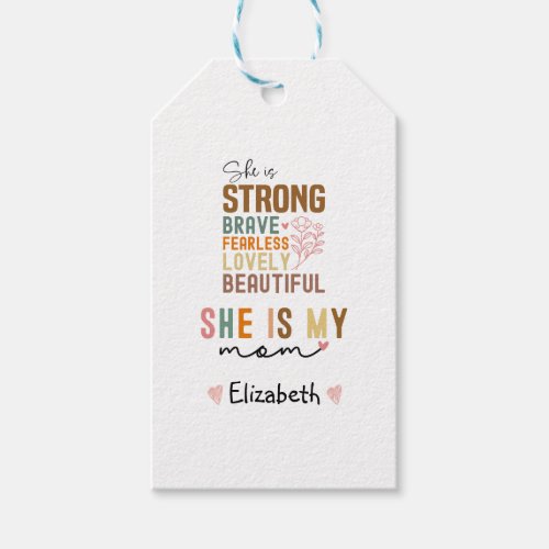 Strong Mom Retro Script Groovy Mothers day  Gift Tags