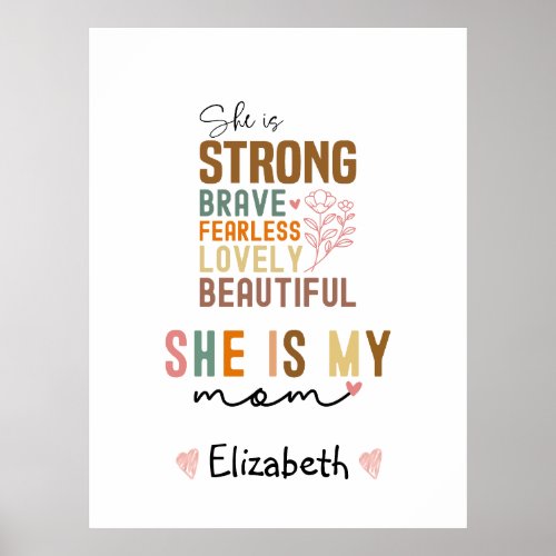 Strong Mom Retro Script Groovy Mothers day  Poster
