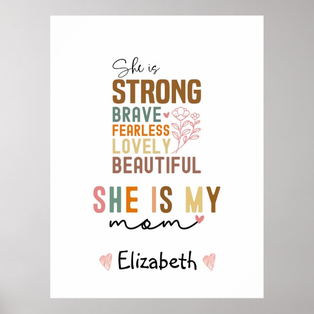 Strong Mom Retro Script Groovy Mother's day  Poster (Front)