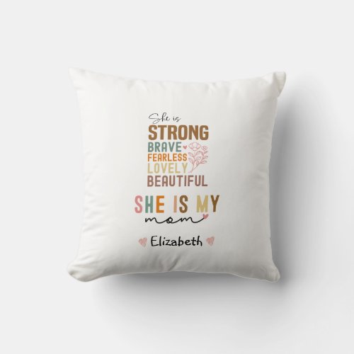 Strong Mom Retro Script Groovy Mothers day  Throw Pillow