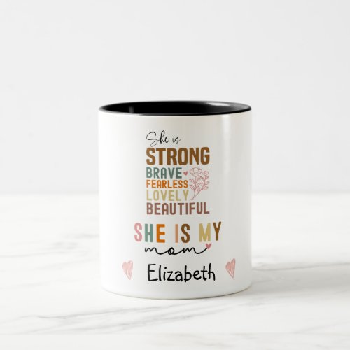 Strong Mom Retro Script Groovy Mothers day  Two_Tone Coffee Mug