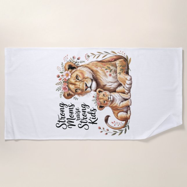Strong Moms Raise Strong Kids Beach Towel (Front)