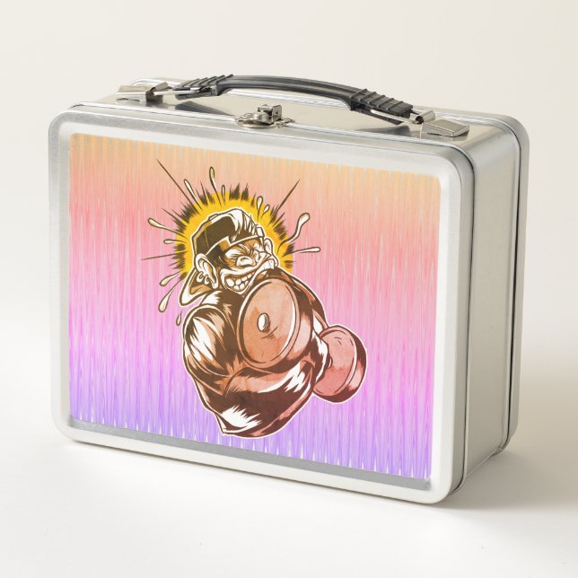 Strong Monkey Pumps Muscles Metal Lunch Box (Front)