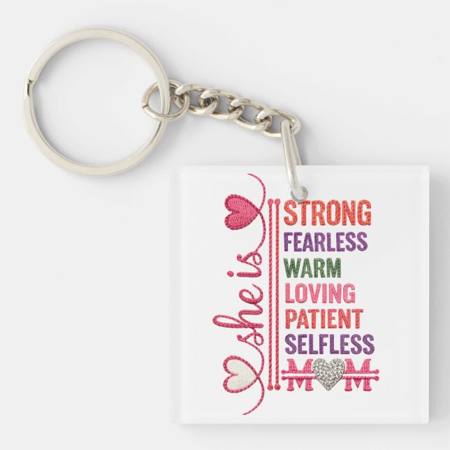 Strong mother quote keychain (Front)