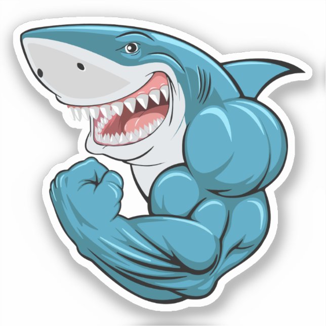 Strong Muscle Shark  Sticker (Front)
