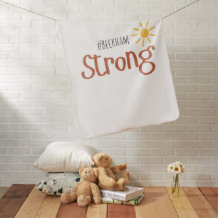 strong #name childhood cancer Baby Blanket