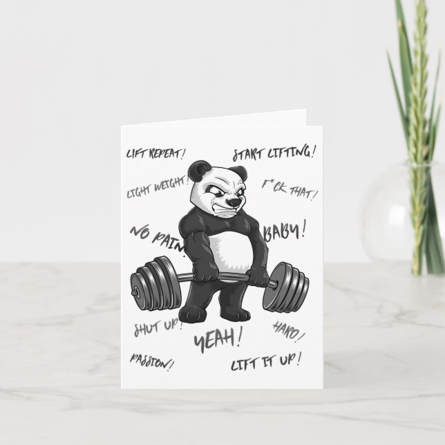 Strong Panda Deadlift Shirt Man Bodybuilder Bear P Card (Front)