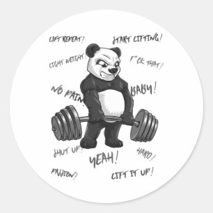 Strong Panda Deadlift Shirt Man Bodybuilder Bear P Classic Round Sticker