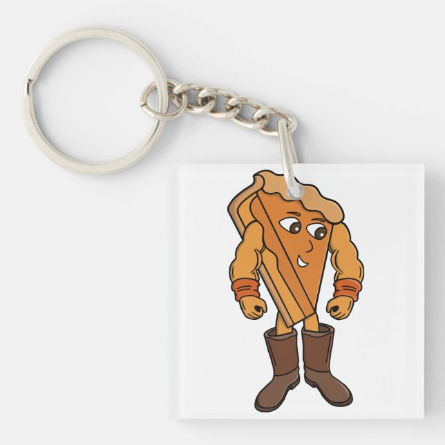 Strong Pie Wearing Boots Keychain (Front)