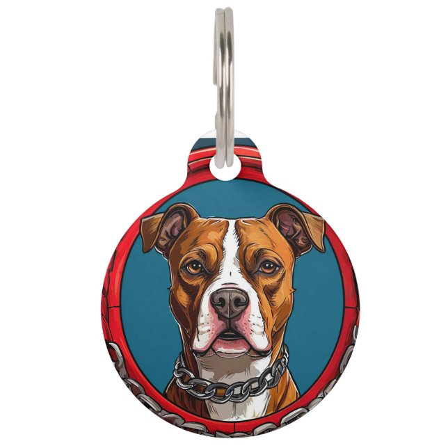 Strong Pitbull dog Pet ID Tag (Front)