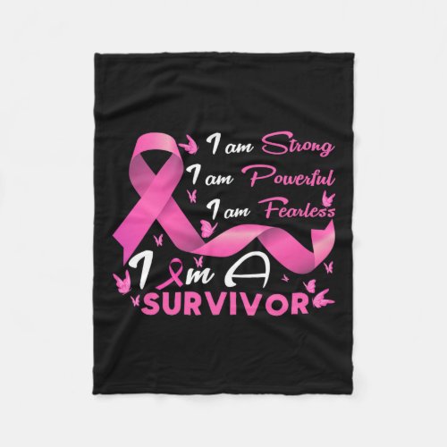 Strong Powerful Fearless Survivor Breast Cancer Aw Fleece Blanket