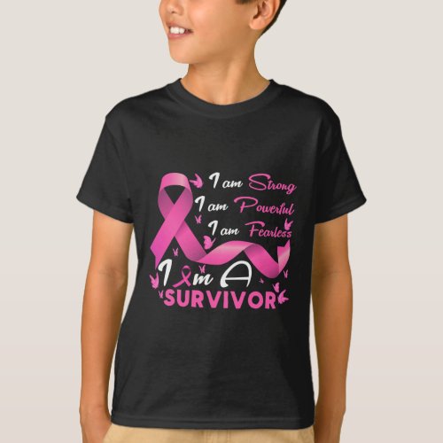 Strong Powerful Fearless Survivor Breast Cancer Aw T_Shirt