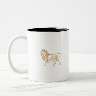 Strong Proud Lion Dark Gold Two-Tone Coffee Mug