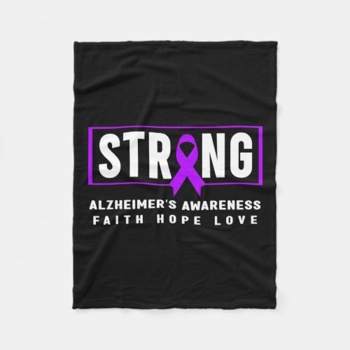 Strong _ Purple Ribbon Heimers Awareness  Fleece Blanket