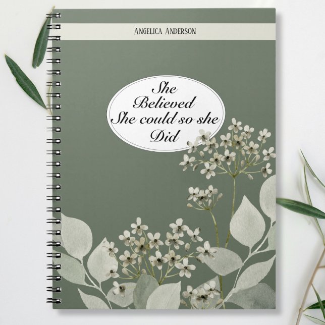 Strong quote and custom name floral notebook (Strong quote and custom name floral notebook)