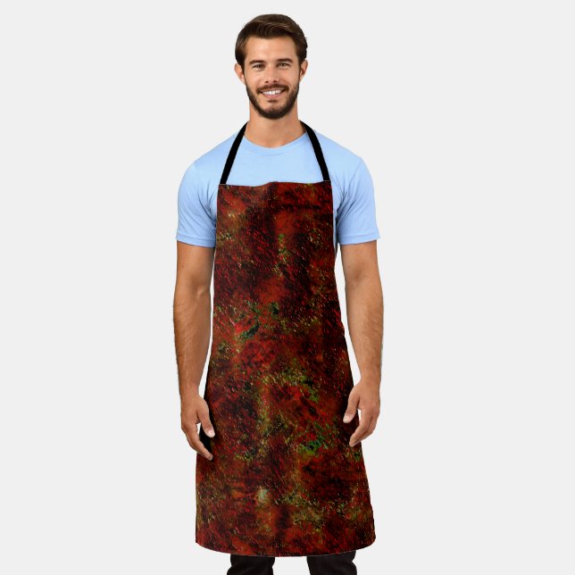 Strong red skinned over rough gray apron (Worn)