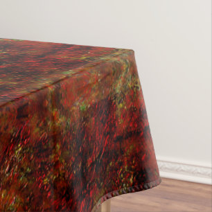 Strong red skinned over rough gray tablecloth