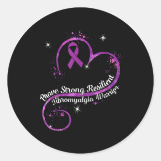 Strong Resilient Fibromyalgia Warrior Awareness Pu Classic Round Sticker