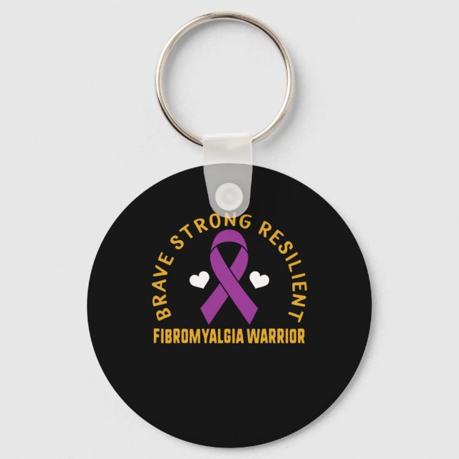 Strong Resilient Fibromyalgia Warrior Awareness Pu Keychain (Front)