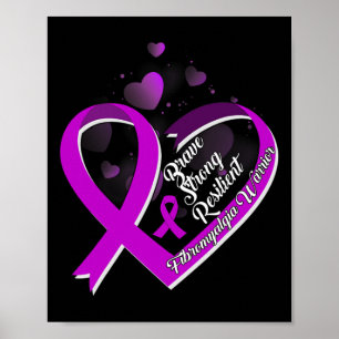 Strong Resilient Fibromyalgia Warrior Awareness Pu Poster