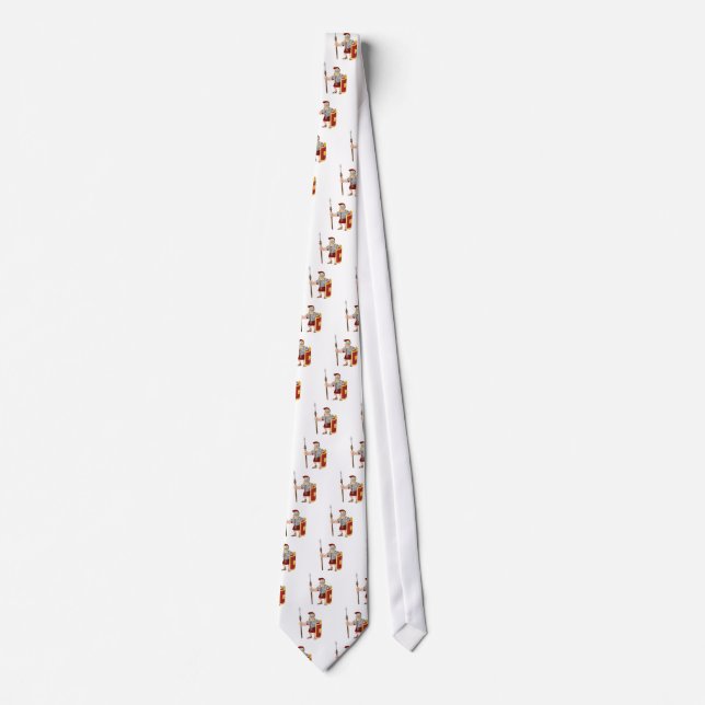 Strong Roman Soldier Illustration Neck Tie (Front)