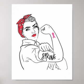 Strong Rosie The Riveter Breast Cancer Awareness Poster