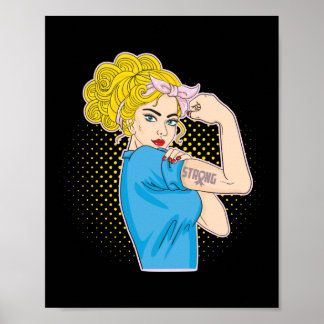 Strong Rosie The Riveter Breast Cancer Awareness Poster