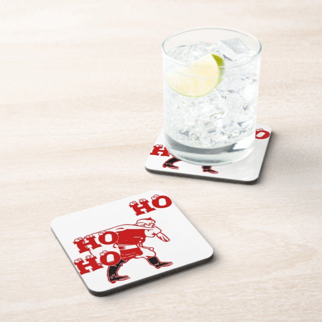 Strong Santa Ho Ho Ho Collection Drink Coaster (Right Side)